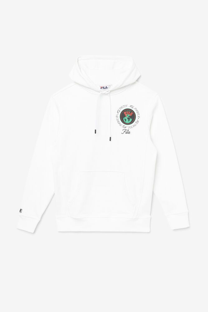 Fila Hunt White Hoodie Mens - NZ 09586-TCEY